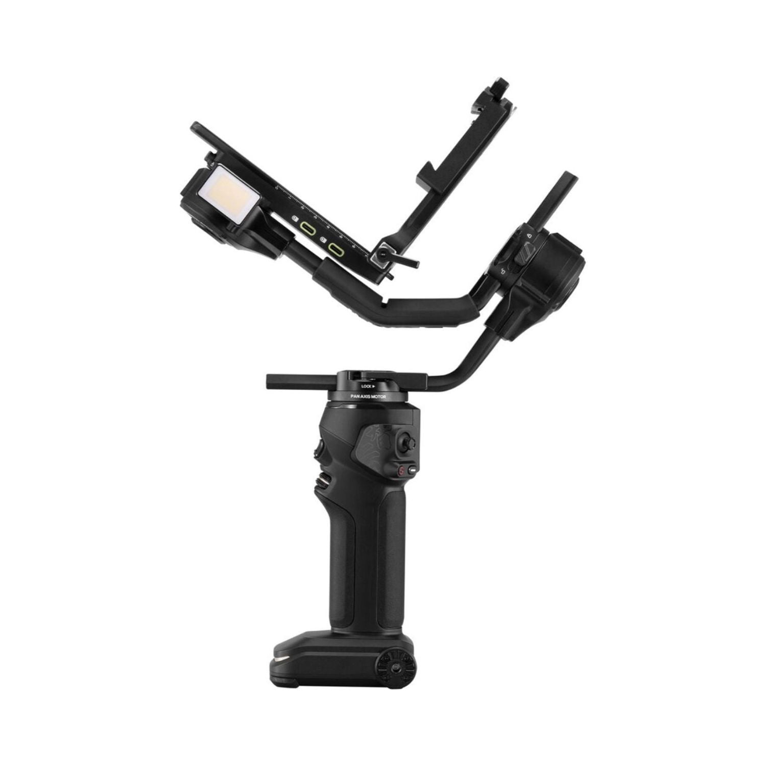 CRANE 4 gimbal stabilizer with grip handle and extended arm for balancing